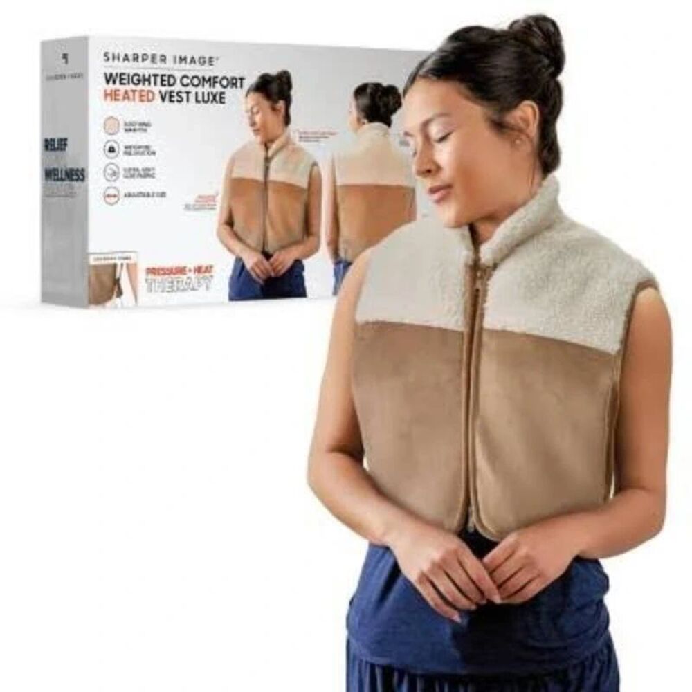 Sharper Image Weighted Comfort Heated Vest Luxe Heat Therapy Wrap NEW